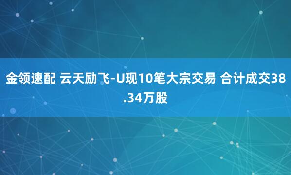 金領(lǐng)速配 云天勵飛-U現(xiàn)10筆大宗交易 合計成交38.34萬股